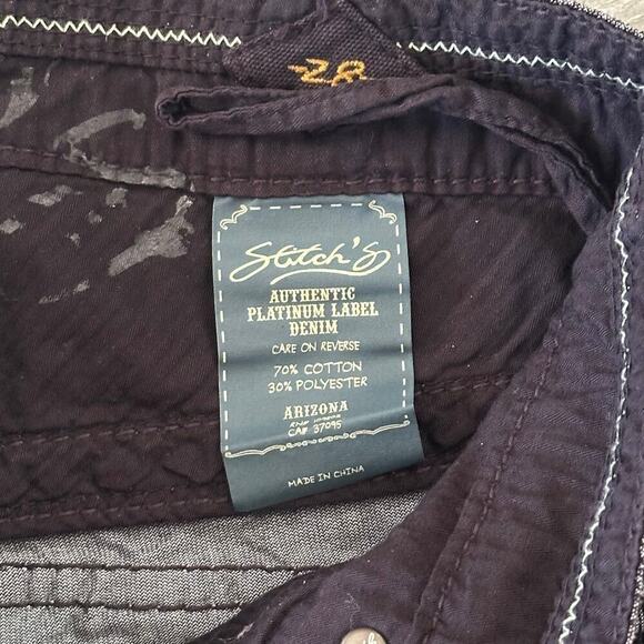 Stitch's Arizona Black Corduroy Button Fly Straight Leg Denim Jeans 28 NWT $219 - Picture 8 of 9